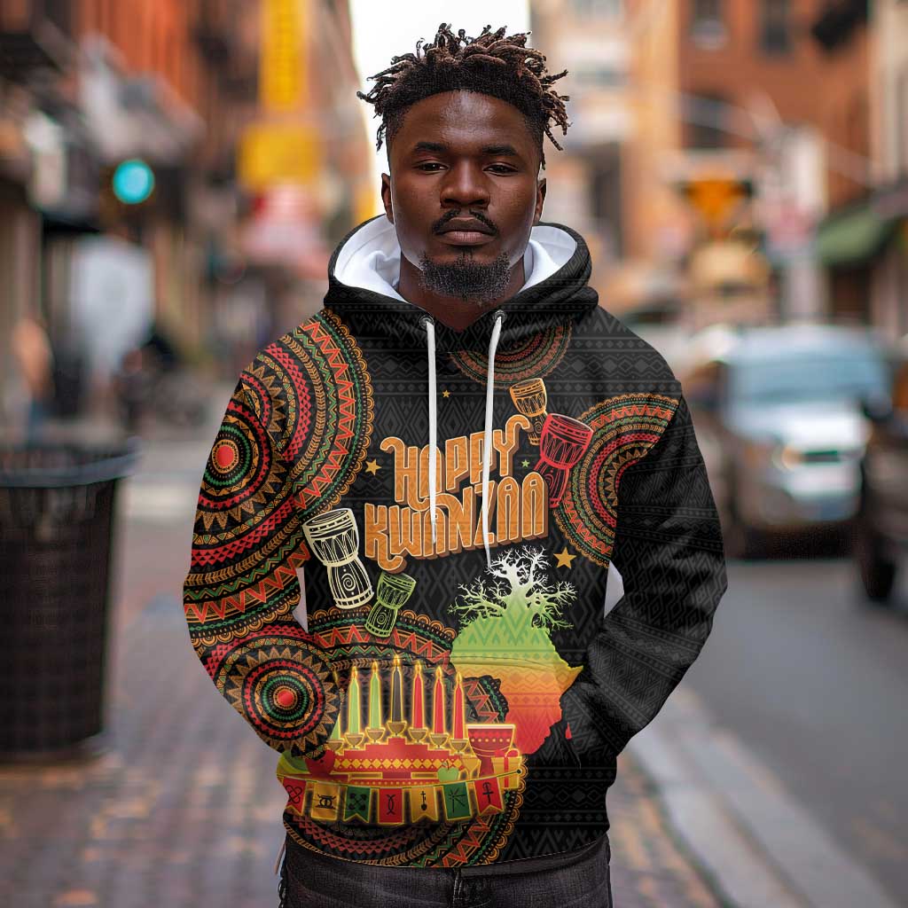 Kwanzaa Kinara Candles Hoodie African Tribal Pattern