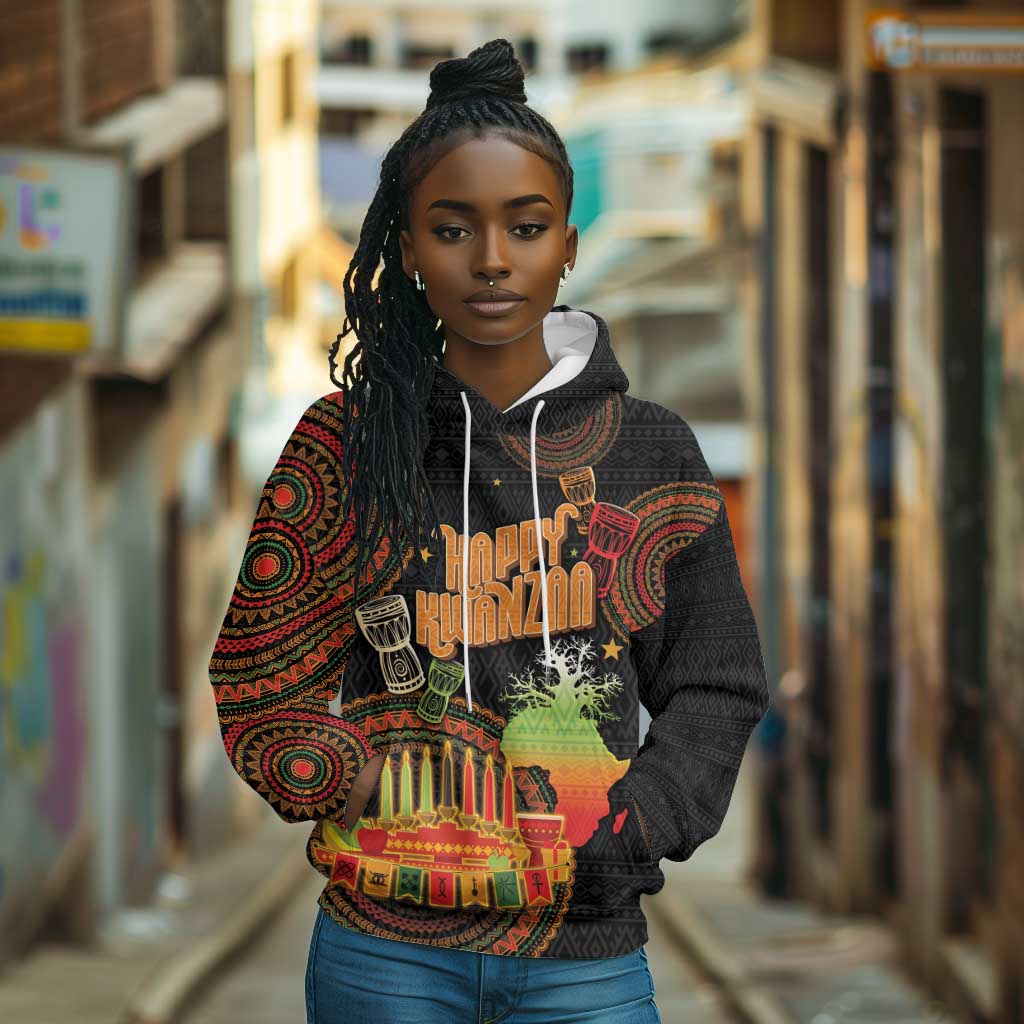 Kwanzaa Kinara Candles Hoodie African Tribal Pattern
