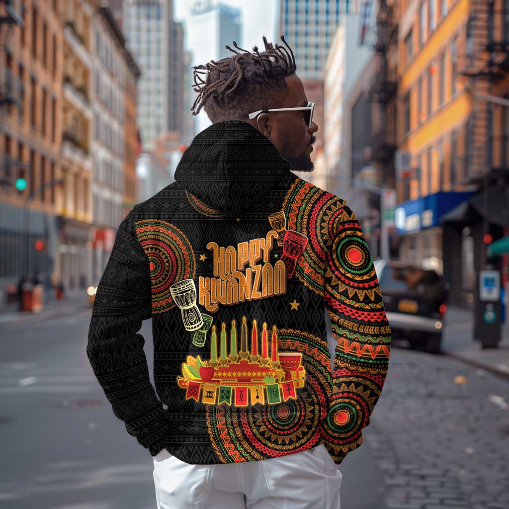 Kwanzaa Kinara Candles Hoodie African Tribal Pattern