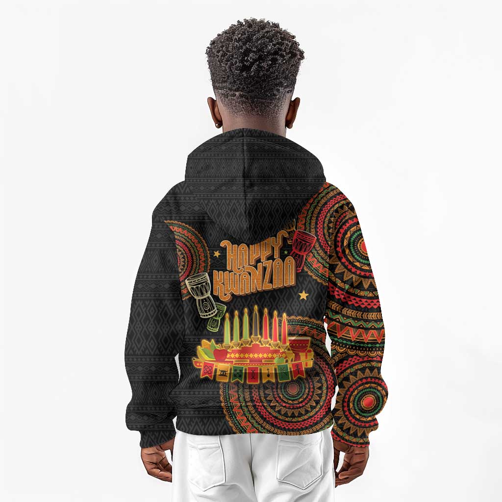 Kwanzaa Kinara Candles Kid Hoodie African Tribal Pattern