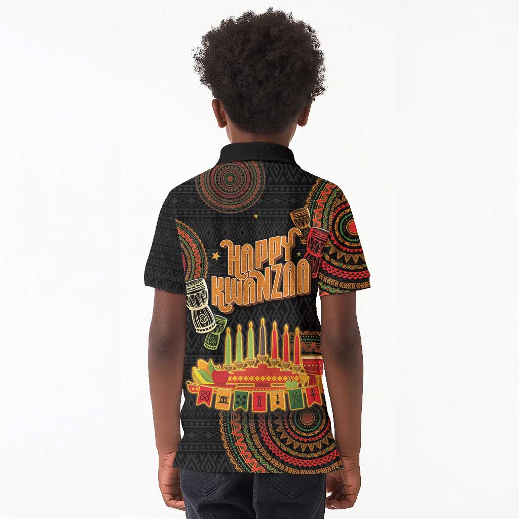 Kwanzaa Kinara Candles Kid Polo Shirt African Tribal Pattern