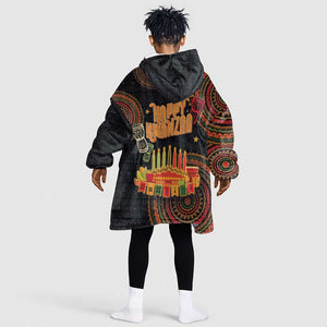 Kwanzaa Kinara Candles Kid Wearable Blanket Hoodie African Tribal Pattern