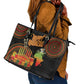 Kwanzaa Kinara Candles Leather Tote Bag African Tribal Pattern