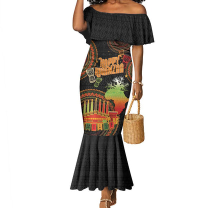 Kwanzaa Kinara Candles Mermaid Dress African Tribal Pattern