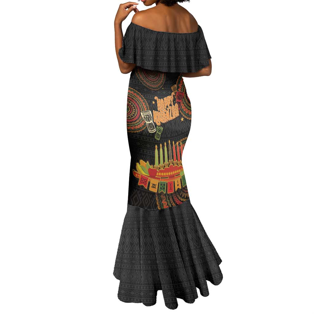 Kwanzaa Kinara Candles Mermaid Dress African Tribal Pattern