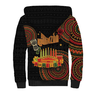 Kwanzaa Kinara Candles Sherpa Hoodie African Tribal Pattern