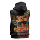 Kwanzaa Kinara Candles Sleeveless Zip Hoodie African Tribal Pattern - African Pride