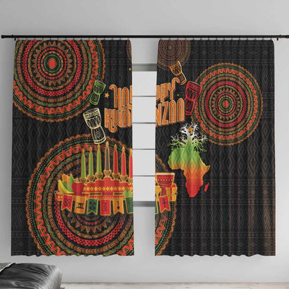 Kwanzaa Kinara Candles Window Curtain African Tribal Pattern