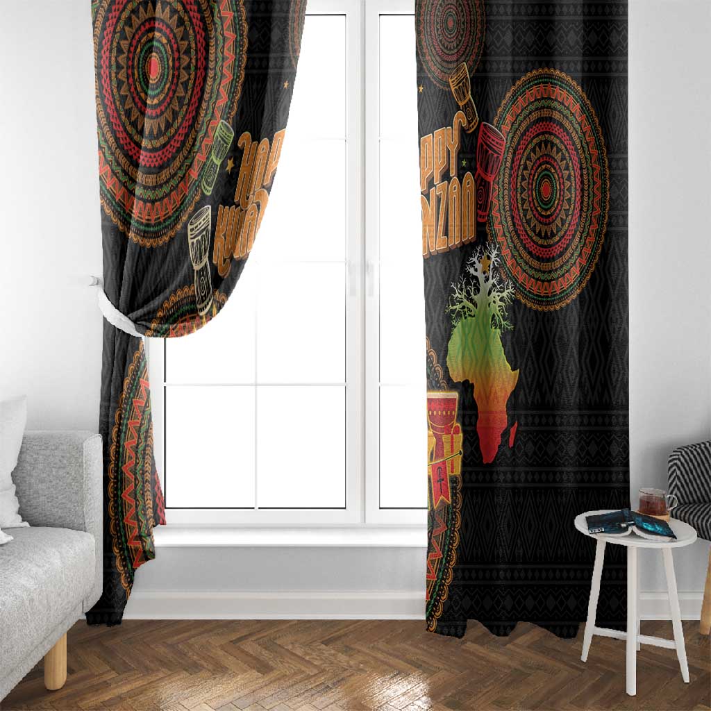 Kwanzaa Kinara Candles Window Curtain African Tribal Pattern