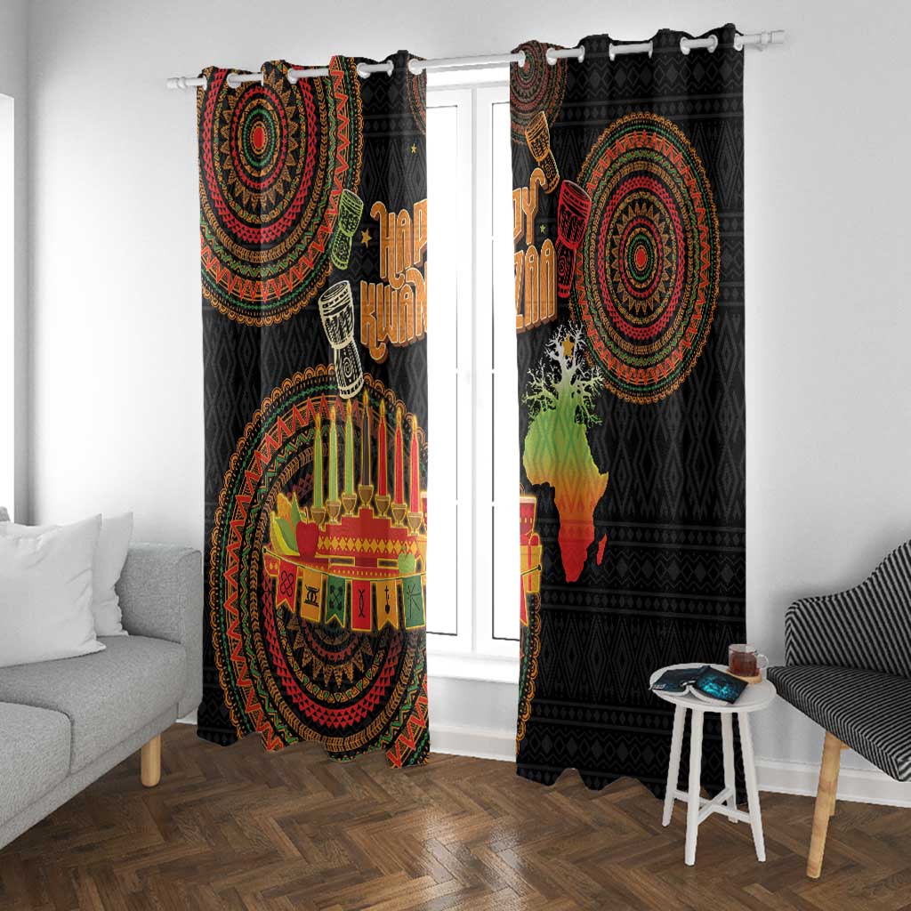Kwanzaa Kinara Candles Window Curtain African Tribal Pattern