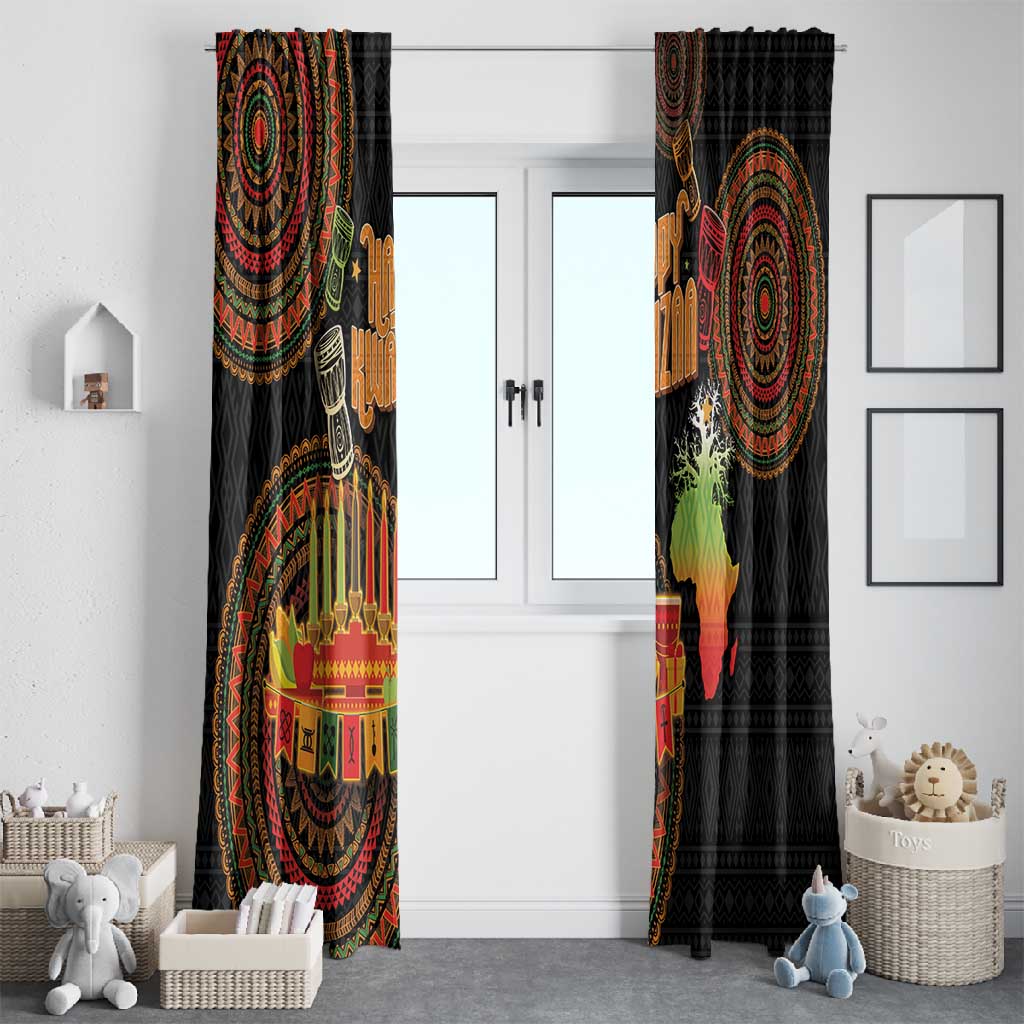 Kwanzaa Kinara Candles Window Curtain African Tribal Pattern