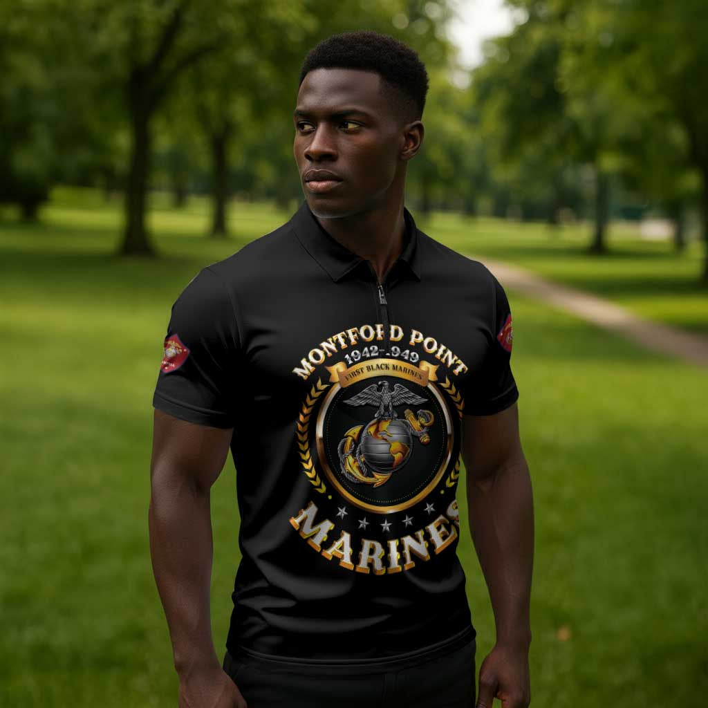 Montford Point Marines Legacy Zipper Polo Shirt Honoring The Legend
