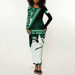 Nigeria Yoruba Festival Long Sleeve Bodycon Dress Eko Spirit Eyo Masquerade LT05