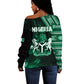 Nigeria Yoruba Festival Off Shoulder Sweater Eko Spirit Eyo Masquerade