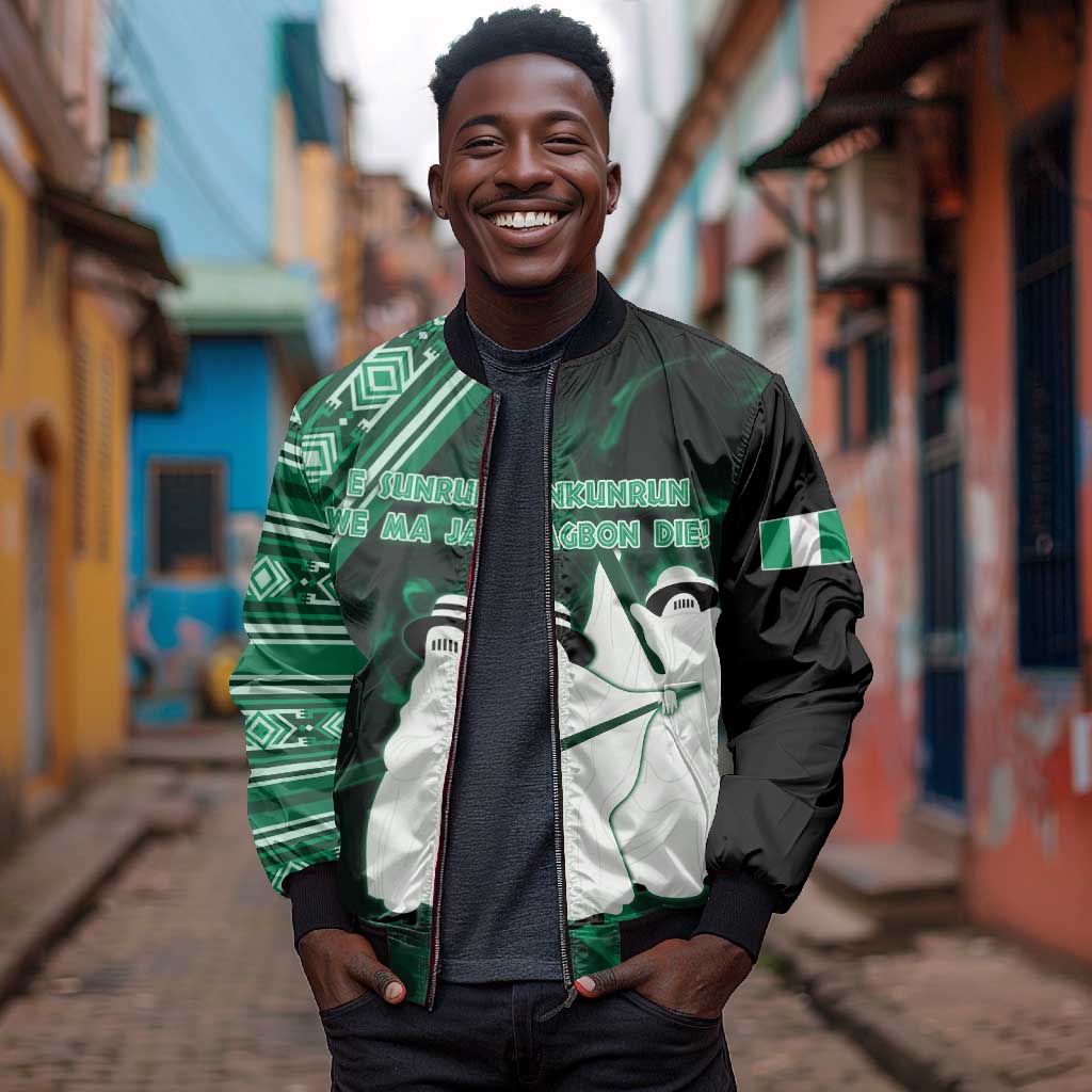 Nigeria Yoruba Festival Sleeve Zip Bomber Jacket Eko Spirit Eyo Masquerade