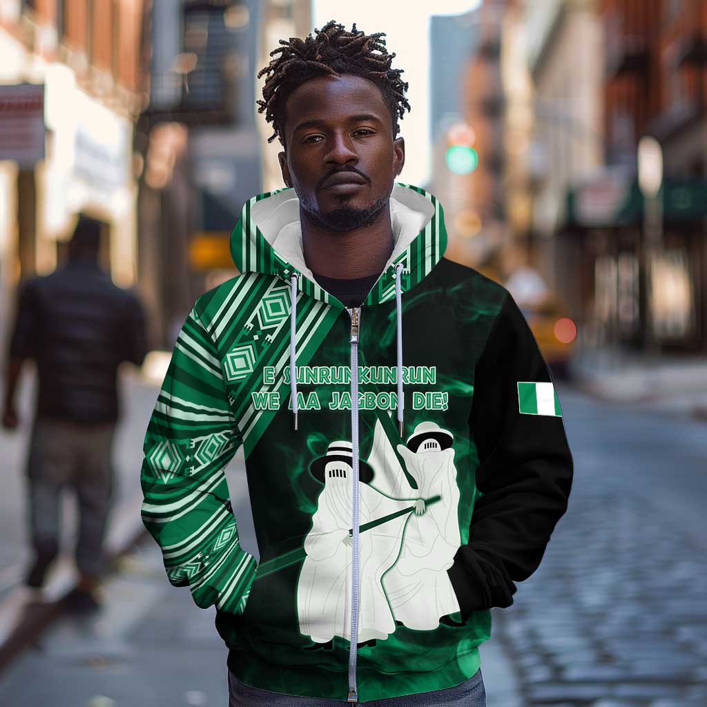 Nigeria Yoruba Festival Zip Hoodie Eko Spirit Eyo Masquerade