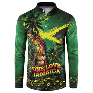 One Love Jamaica Button Sweatshirt Rastafarian Lion Reggae Grunge Style