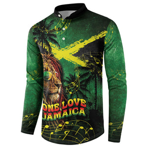 One Love Jamaica Button Sweatshirt Rastafarian Lion Reggae Grunge Style