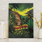 One Love Jamaica Canvas Wall Art Rastafarian Lion Reggae Grunge Style