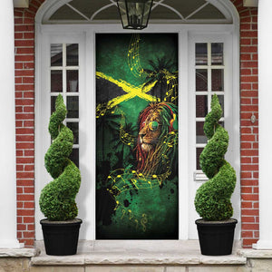 One Love Jamaica Door Cover Rastafarian Lion Reggae Grunge Style