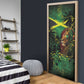 One Love Jamaica Door Cover Rastafarian Lion Reggae Grunge Style