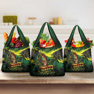 One Love Jamaica Grocery Bag Rastafarian Lion Reggae Grunge Style