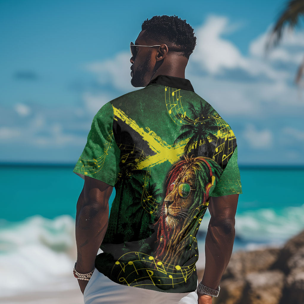 One Love Jamaica Hawaiian Shirt Rastafarian Lion Reggae Grunge Style