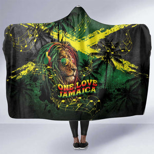One Love Jamaica Hooded Blanket Rastafarian Lion Reggae Grunge Style