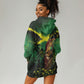 One Love Jamaica Hoodie Dress Rastafarian Lion Reggae Grunge Style
