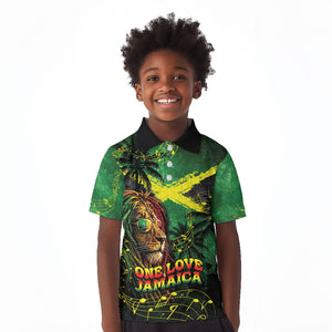 One Love Jamaica Kid Polo Shirt Rastafarian Lion Reggae Grunge Style