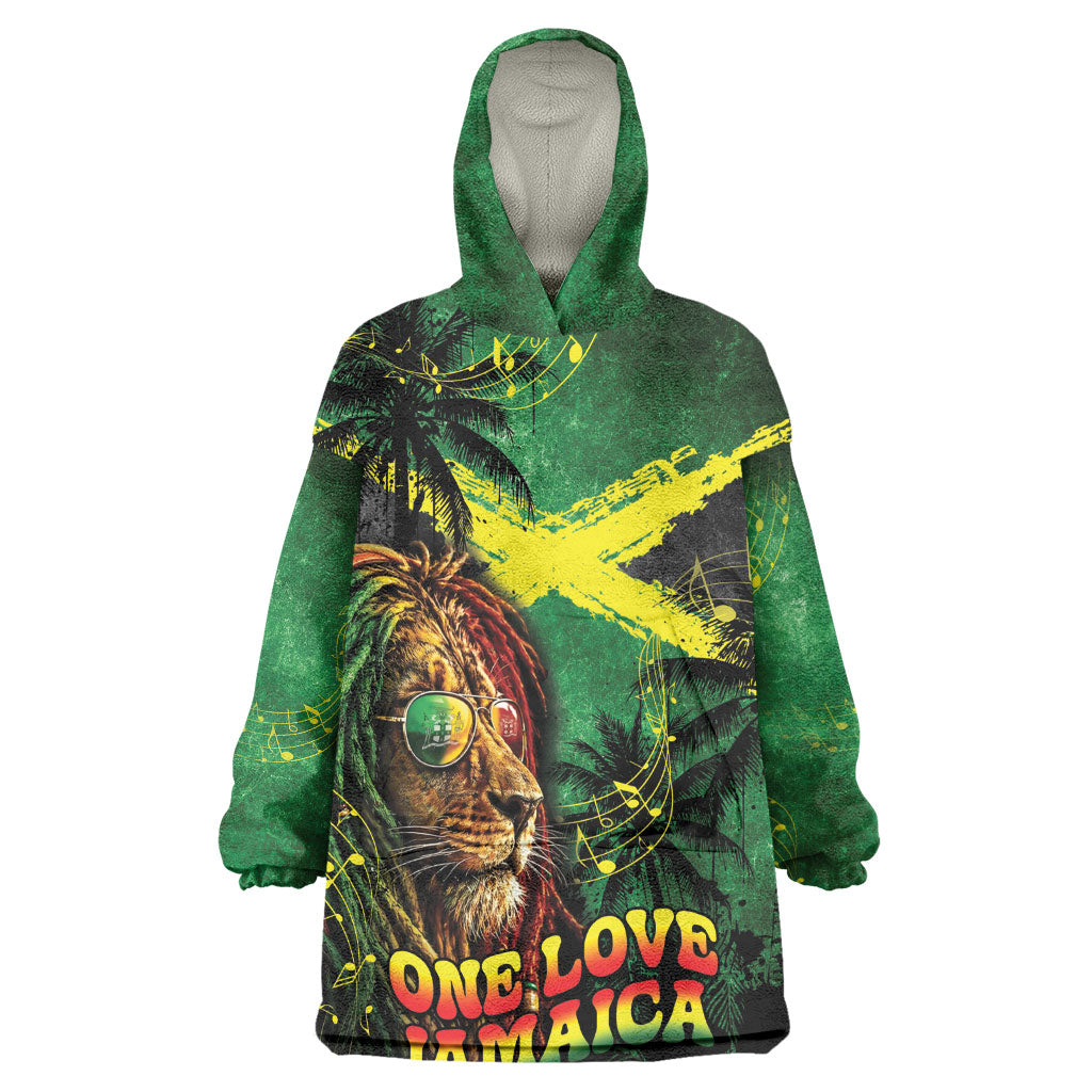 One Love Jamaica Kid Wearable Blanket Hoodie Rastafarian Lion Reggae Grunge Style