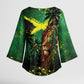 One Love Jamaica Kimono Sleeve Blouse Rastafarian Lion Reggae Grunge Style