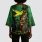 One Love Jamaica Kimono Sleeve Blouse Rastafarian Lion Reggae Grunge Style