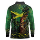 One Love Jamaica Long Sleeve Polo Shirt Rastafarian Lion Reggae Grunge Style