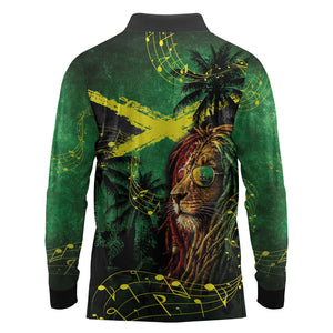 One Love Jamaica Long Sleeve Polo Shirt Rastafarian Lion Reggae Grunge Style