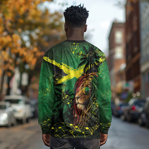 One Love Jamaica Long Sleeve Shirt Rastafarian Lion Reggae Grunge Style