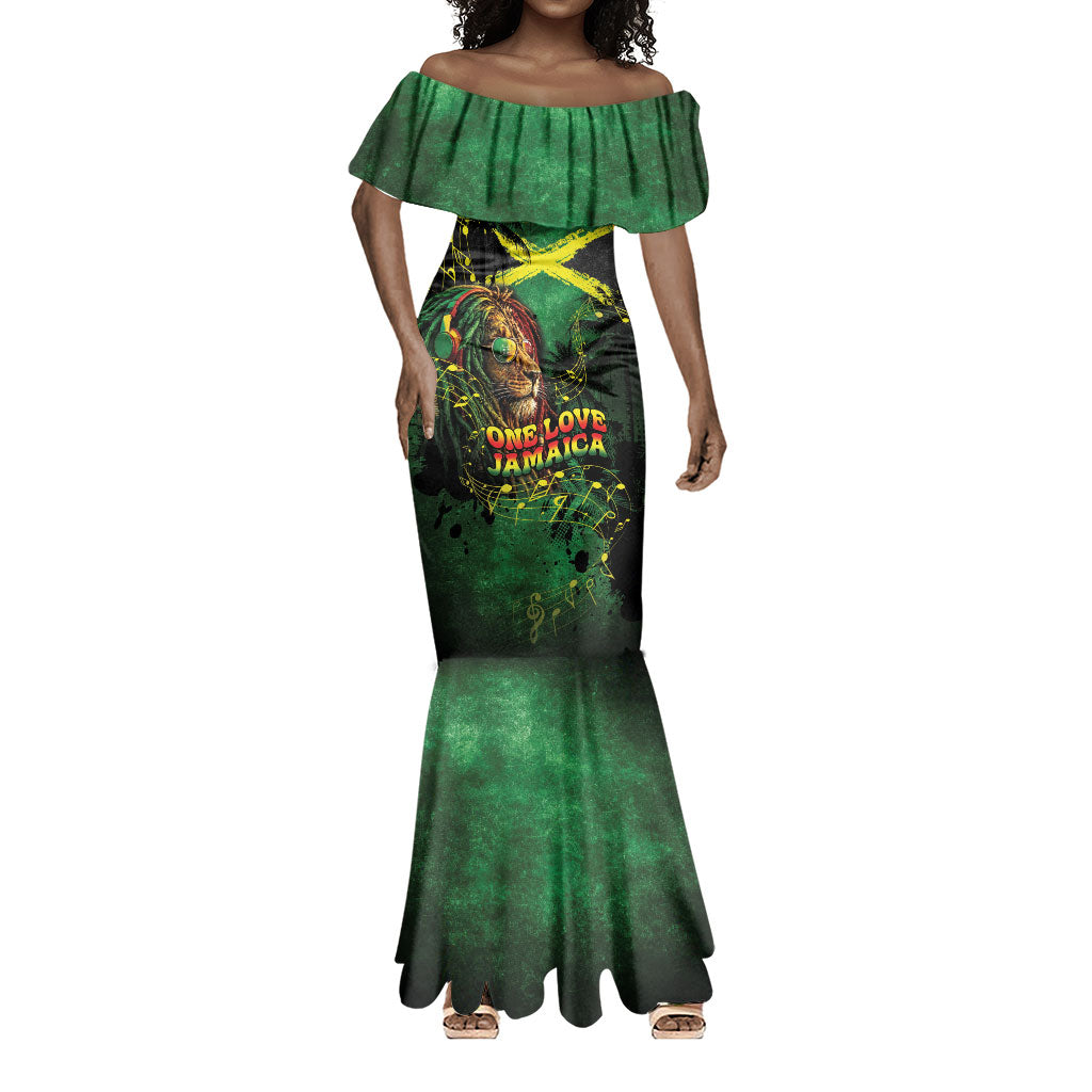 One Love Jamaica Mermaid Dress Rastafarian Lion Reggae Grunge Style