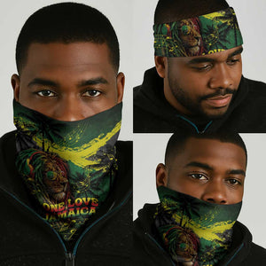 One Love Jamaica Neck Gaiter Rastafarian Lion Reggae Grunge Style