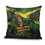 One Love Jamaica Pillow Cover Rastafarian Lion Reggae Grunge Style