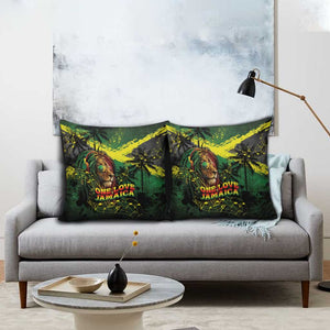 One Love Jamaica Pillow Cover Rastafarian Lion Reggae Grunge Style