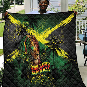 One Love Jamaica Quilt Rastafarian Lion Reggae Grunge Style