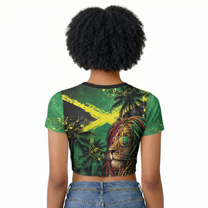 One Love Jamaica Raglan Cropped T shirt Rastafarian Lion Reggae Grunge Style