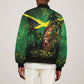 One Love Jamaica Sleeve Zip Bomber Jacket Rastafarian Lion Reggae Grunge Style