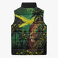 One Love Jamaica Sleeveless Puffer Jacket Rastafarian Lion Reggae Grunge Style