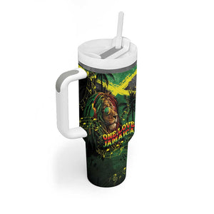 One Love Jamaica Tumbler With Handle Rastafarian Lion Reggae Grunge Style
