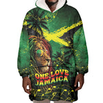 One Love Jamaica Wearable Blanket Hoodie Rastafarian Lion Reggae Grunge Style