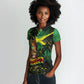 One Love Jamaica Women Polo Shirt Rastafarian Lion Reggae Grunge Style