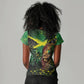 One Love Jamaica Women V-Neck T-Shirt Rastafarian Lion Reggae Grunge Style