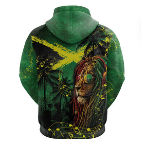 One Love Jamaica Zip Hoodie Rastafarian Lion Reggae Grunge Style