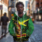 One Love Jamaica Zip Hoodie Rastafarian Lion Reggae Grunge Style